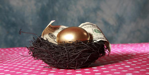 Nest Egg. A Solid 24K Golden Egg lays in a Black Bird Nest with
