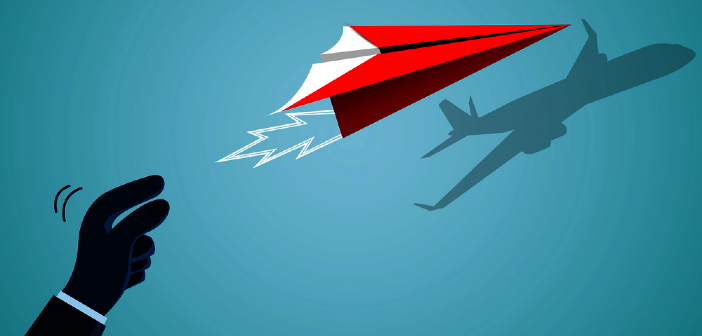 ilustración de una persona lanzando un avión de papel